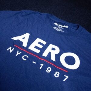Aeropostale Aero Blue T-shirt Graphic Print Logo 100% Cotton Men's Large
